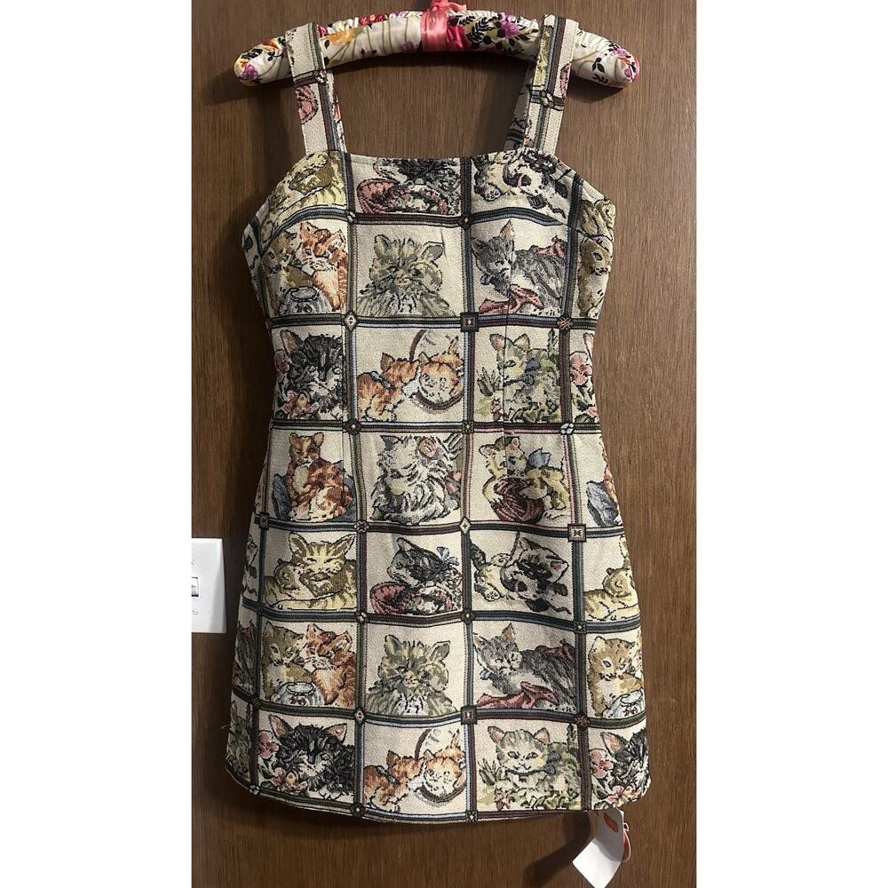 NWT Cider Cat Lover tapestry mini dress XS conversational
